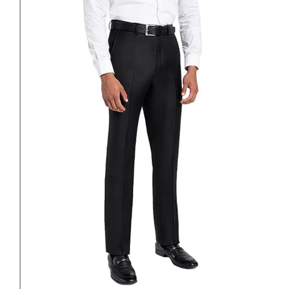 NWOT Santorelli Loro Piana Modern Fit Flat Front Dress Pants Black Men's Size 42 - Picture 1 of 6